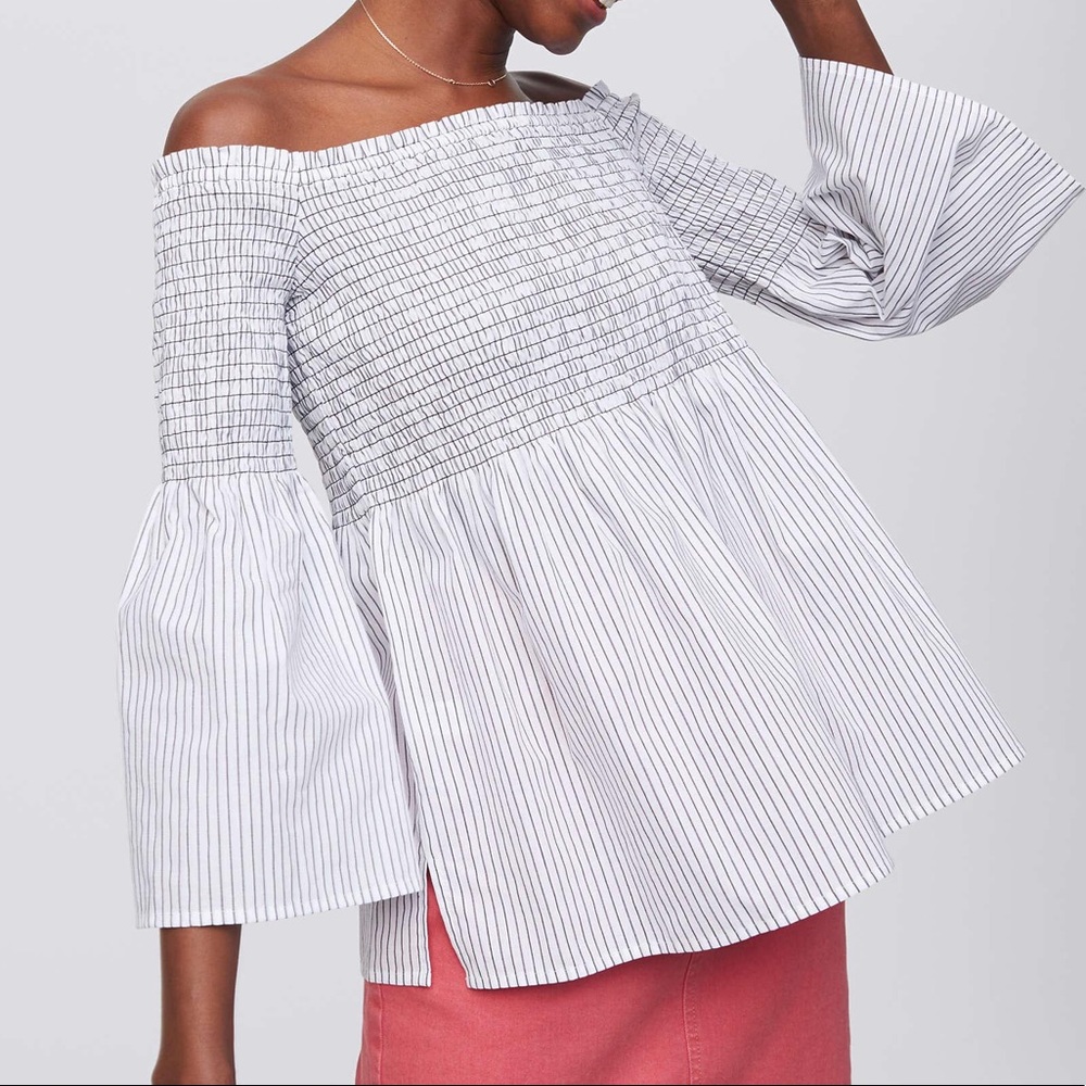 Loft Off the shoulder striped top